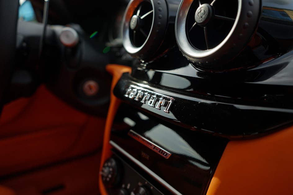 Ferrari badge in the interior of the 599 SA Aperta