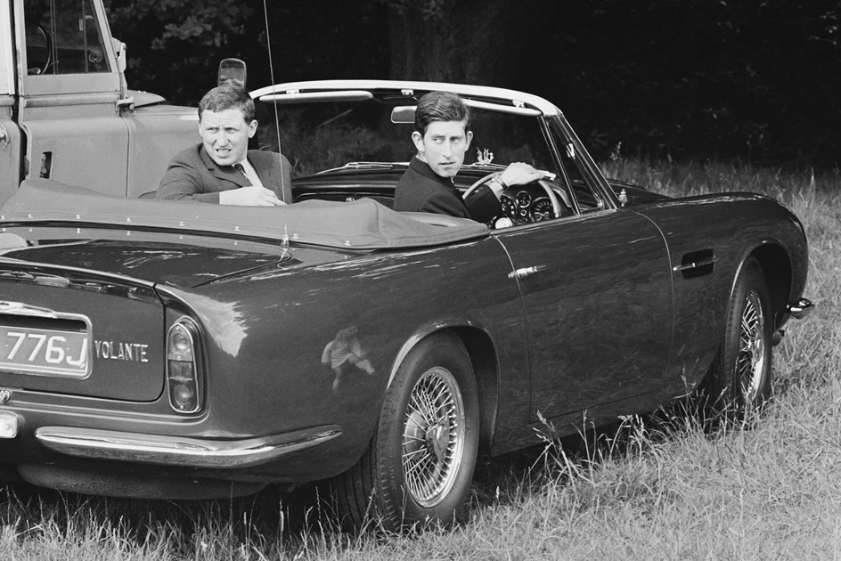 Prince Charles in his Aston Martin DB6
