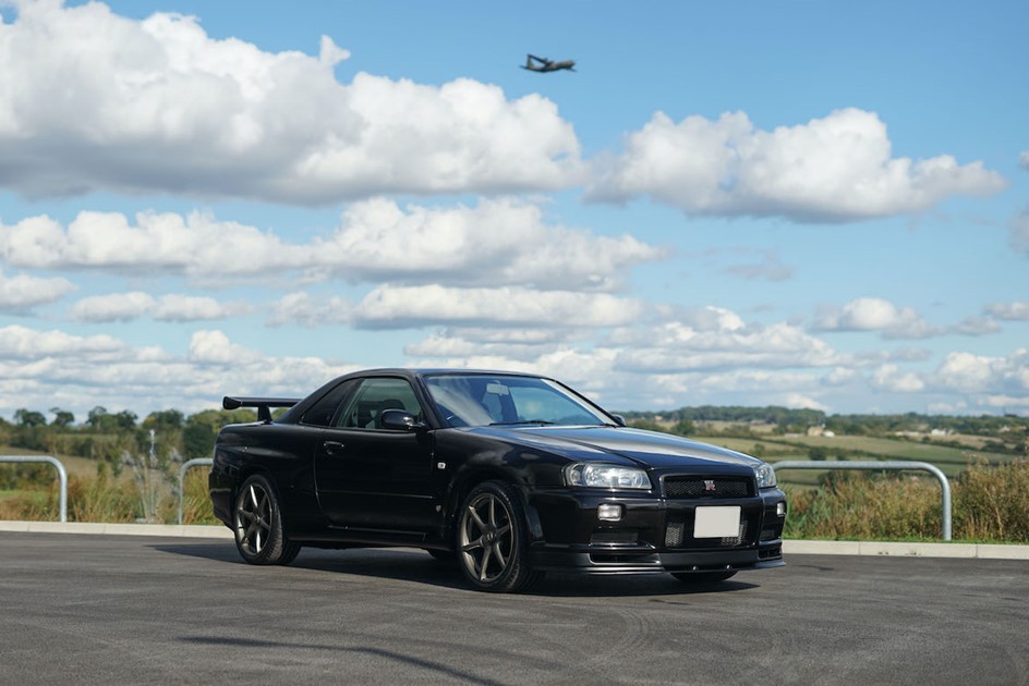 The Nissan Skyline R34 outside the PaddlUp showroom