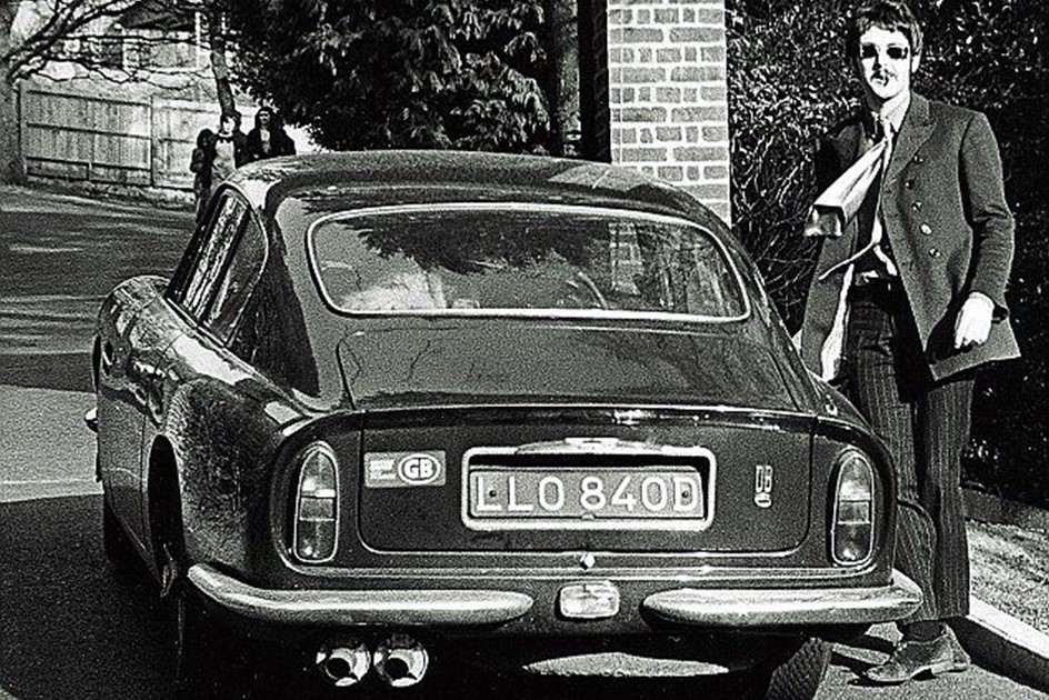 Paul McCartney with his Aston Martin DB6