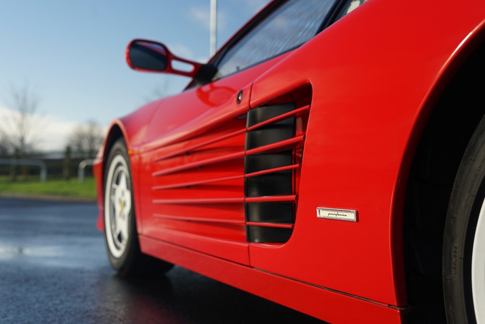 The instantly recognisable side strakes of a Ferrari Testarossa