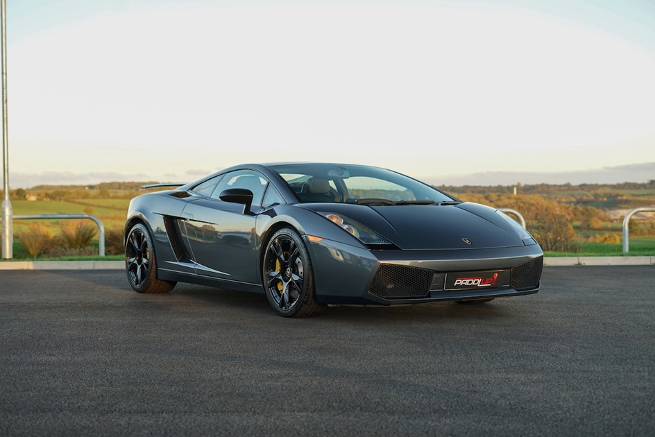 The stunning Lamborghini Gallardo SE with glass engine cover and gated manual gearbox