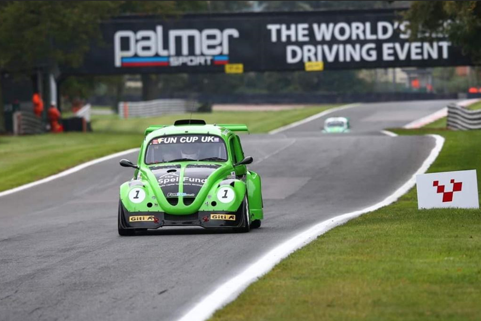 Riley Phillips on track at Oulton Park in the Fun Cup race car