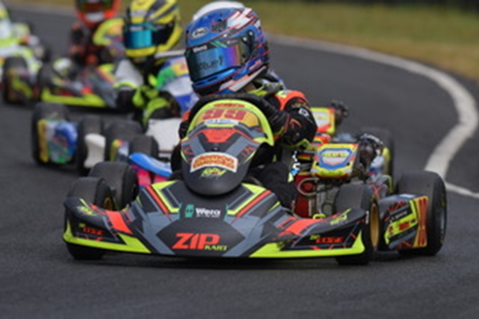Ethan Griffiths racing a ZIP Kart Honda Cadet at Warden Law 