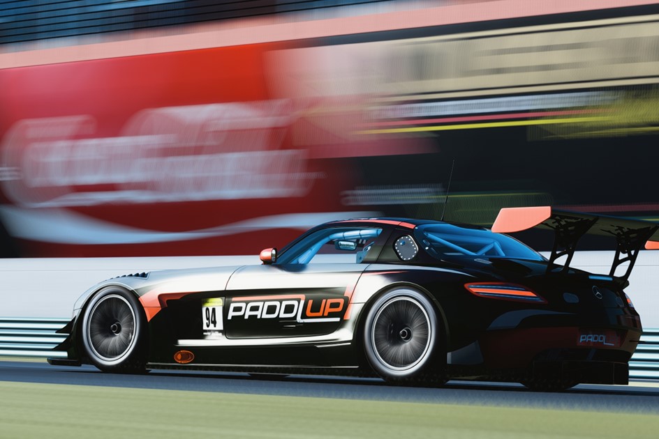 PaddlUp Esports' Mercedes SLS GT3 at Virgina International Raceway